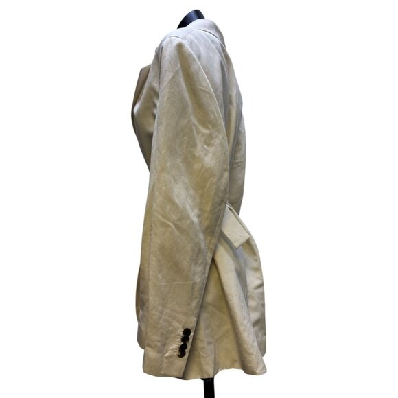 Lafayette 148 Silk Linen Trench Coat Ivory Size 16 - Picture 4 of 9